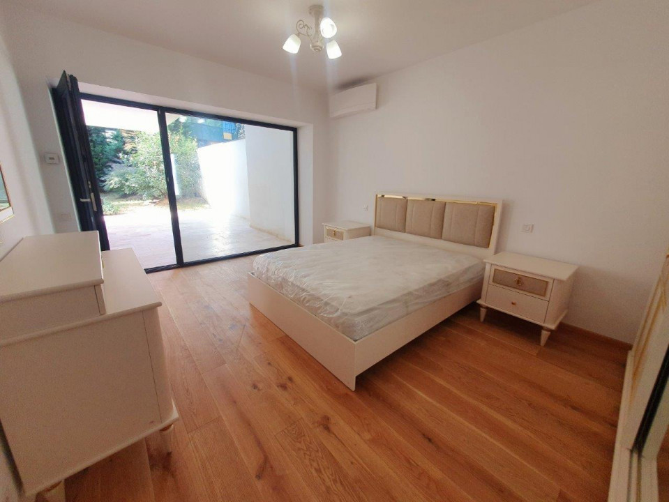 Apartament 2 camere, terasa + gradina, zona Herastrau, bloc nou, loc de parcare